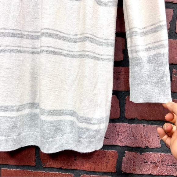 LOFT knit slouchy open front super soft longline gray cardigan womens size M - Picture 8 of 12